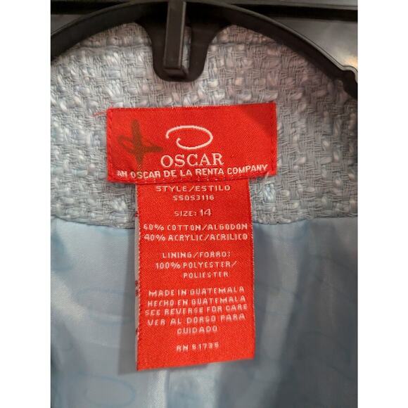 Gorgeous pristine light blue Oscar de la Renta women's tweed jacket size 14 - Picture 2 of 7